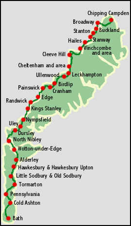 Map of the Cotswolds Way National Trail Walk