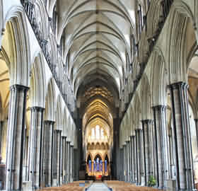Salisbury is unique amongst medieval English cathedrals