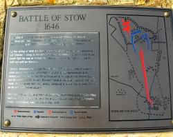 Engraved Map of the Battle of Stow on the Memorial - Click on the image to Enlarge