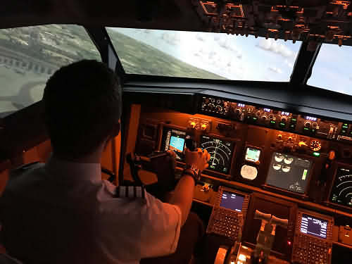 In the flight simulator